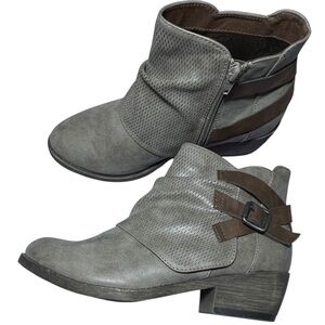 Western Gray Leather Ankle Boots
